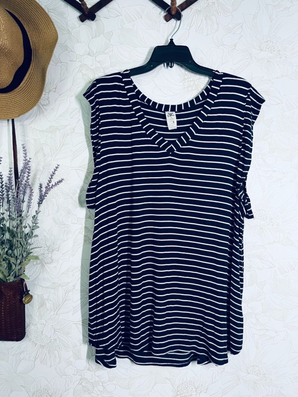 Navy & White Striped Womens Plus Size Tunic Top 3X By Sew In Love